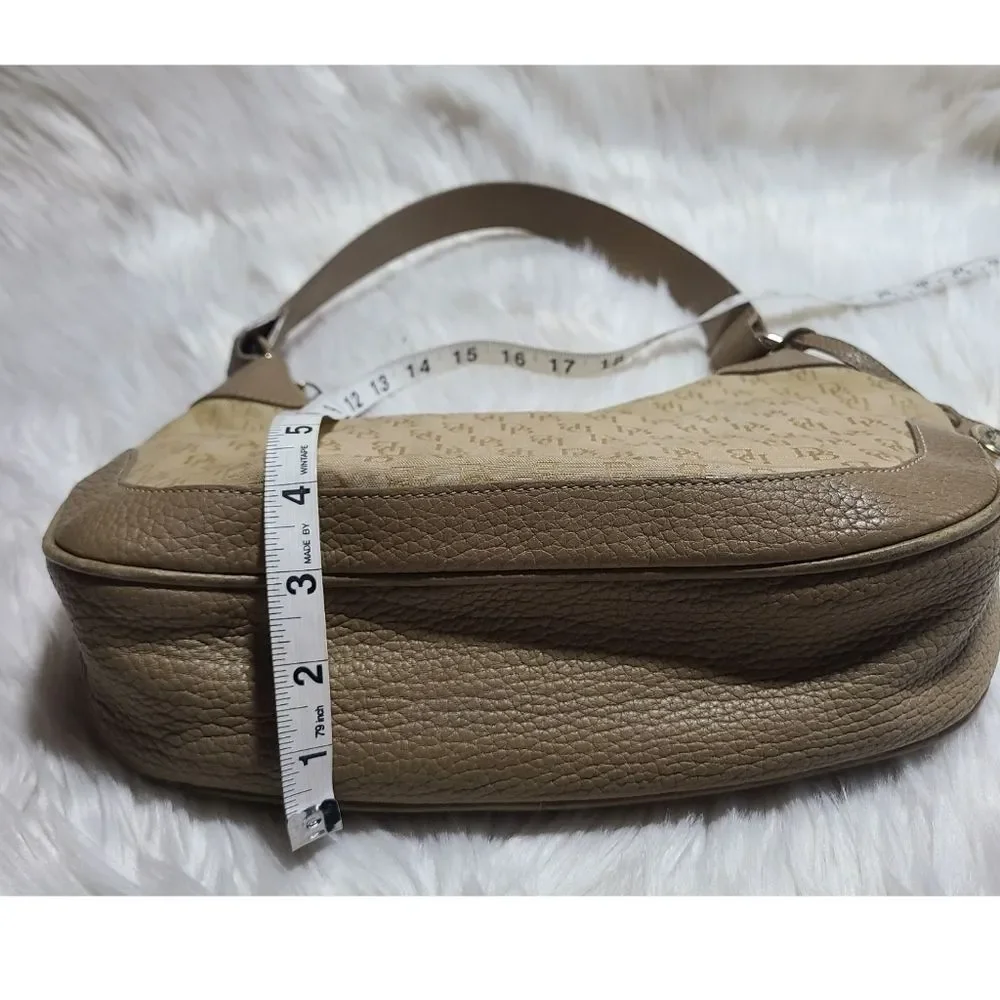 Vintage Dooney & Bourke Monogram Canvas Leather Hobo Shoulder Bag